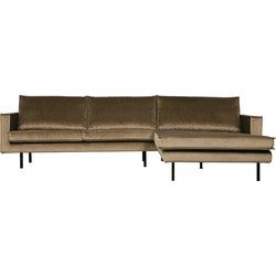 BePureHome Rodeo Chaise Longue Rechts - Velvet - Taupe - 85x300x86