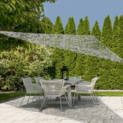 Schaduwdoek/zonnescherm driehoek camouflage grijs 3.6 x 3.6 x 3.6 meter met ophanghaken - Schaduwdoeken