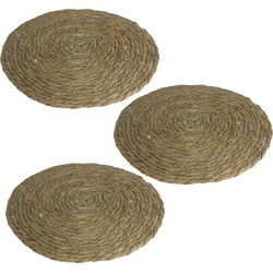 Pannen onderzetter - Set van 3x stuks - 32 cm - zeegras - rond - onderlegger - Panonderzetters