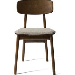 Eetkamerstoel Beige/Walnoot - Zithoogte 47cm - Livo - Set van 2