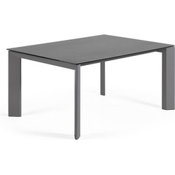 Kave Home - Axis uitschuifbare tafel van porselein en poten in donkergrijs, 160 (220) cm