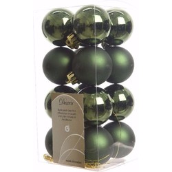 Ambiance Christmas kerstboom decoratie kerstballen groen 16 stuks - Kerstbal