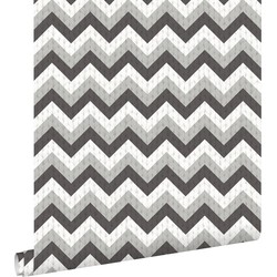 ESTAhome behang zigzag motief zwart en grijs - 53 cm x 10,05 m - 138138