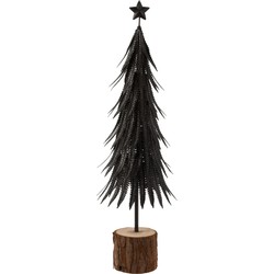 J-line - Kerstboom Metaal Glitter Zwart Small - 15x15x56.5cm