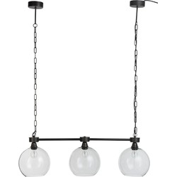  J-Line Hanglamp Glas Bollen Metaal - Zwart