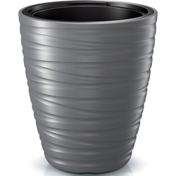 Prosperplast Plantenpot/bloempot Amazing - buiten/binnen - kunststof - steengrijs - D37 x H42 cm - Plantenpotten