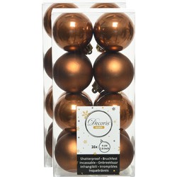 32x stuks kunststof kerstballen kaneel bruin 4 cm glans/mat - Kerstbal