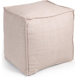 Kave Home - Leeith 100% PET poef in beige 40 x 39 cm