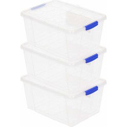 Plasticforte Opbergbox met deksel - 15x - 1L - transparant - kunststof - Opbergbox