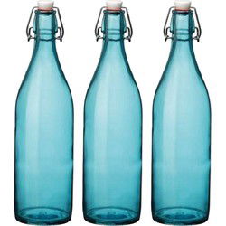 Bormioli rocco waterfles beugeldop - 4x - turquoise - 1000 ml - Weckpotten