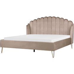 Beliani AMBILLOU - Tweepersoonsbed-Beige-Fluweel