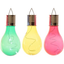 3x Buitenlampen/tuinlampen lampbolletjes/peertjes 14 cm groen/geel/rood - Buitenverlichting