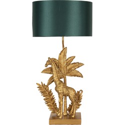 Clayre & Eef Tafellamp Giraf 33x20x67 cm  Goudkleurig Groen Kunststof Bureaulamp