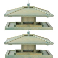 2x stuks japans vogelhuisje/voedersilo hout 38 cm - Vogelhuisjes