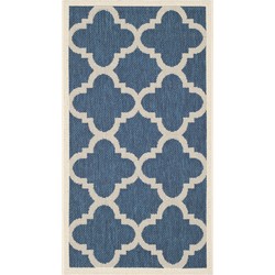 Safavieh Trellis Indoor/Outdoor Woven Area Rug, Courtyard Collection, CY6243, in Navy & Beige, 79 X 152 cm