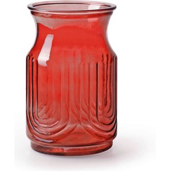 Bloemenvaas - rood/transparant glas - H20 x D12.5 cm - Vazen
