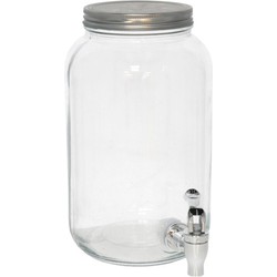 Gerimport Drank dispensers - 3L - met metalen deksel en kraantje - glas - Drankdispensers