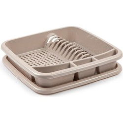Plastic Forte Afdruiprek - met lekbak - taupe - 39 x 39 cm - Afdruiprekken
