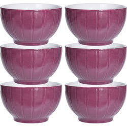 Excellent Houseware Soepkommen/schaaltjes - 6x - Venice - keramiek - D14 x H8 cm - paars - Kommetjes