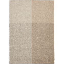 Kave Home - Geblokt tapijt Sulema van beige wol 160 x 230 cm