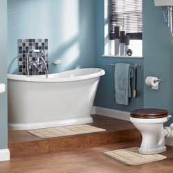 Badmat Set WC Mat - Badkamer, Douchemat, Toiletmat - Machinewasbar Antislip Hoogpolig Badkleed NOELLE - Beige - 80x50 cm/50x40 cm 