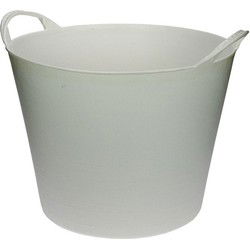 Flexibele emmer/wasmand/kuip - wit - 42 liter - Opbergmand - Wasmanden