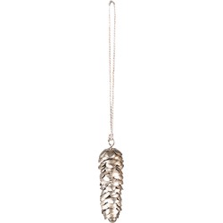 Clayre & Eef Hanger Dennenappel 9 cm Zilverkleurig Ijzer Woondecoratie