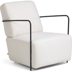 Kave Home - Gamer fauteuil wit geschoren effect en metaal met zwarte afwerking