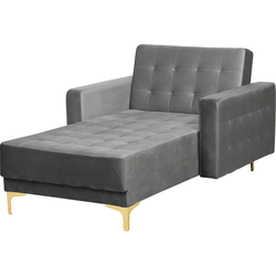 Beliani ABERDEEN - Chaise longue-Grijs-Fluweel