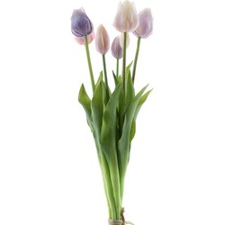 Bosje kunst tulpen Sally x7 nw purple/laven combo 47 cm - Buitengewoon de Boet