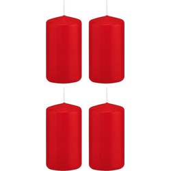 Trend Candles stompkaars - 4x - rood - 5 x 10 cm - 23 branduren - Stompkaarsen