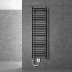 Elektrische badkamerradiator met verwarmingselement 1200W 400x1500 mm antraciet gebogen met zijaansluiting LuxeBath