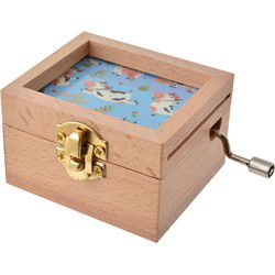Clayre & Eef Muziekdoos Blauw Beige Hout