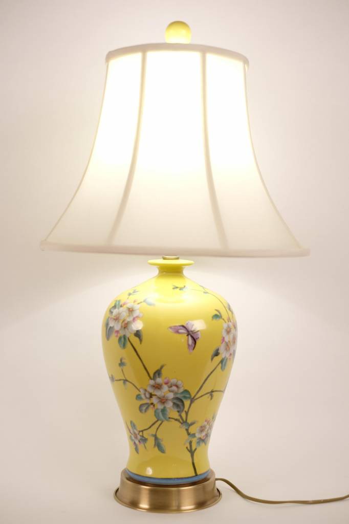 Fine Asianliving Fine Asianliving Oosterse Tafellamp Porselein Handbeschilderd Geel - 