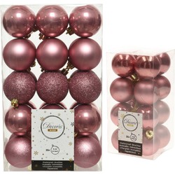 Kerstversiering kunststof kerstballen oud roze 4-6 cm pakket van 46x stuks - Kerstbal