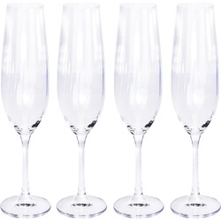 4x Champagne glazen/flutes 26 cl/260 ml van kristalglas - Champagneglazen