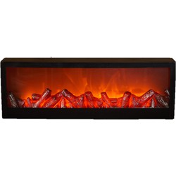 Sfeerhaard/open haard lantaarn zwart met led verlichting L60 x B10 x H20 cm - Sfeerhaarden