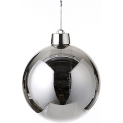 1x Grote kunststof decoratie kerstballen zilver 20 cm - Kerstbal