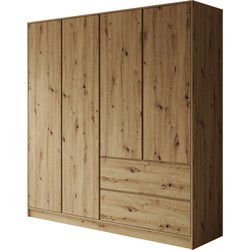 Meubella - Kledingkast Brett - Eiken - 195 cm
