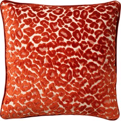 Dutch Decor LEONA - Sierkussen 45x45 cm - velvet - panterprint - Potters Clay - oranje - Dutch Decor