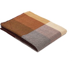 Kave Home - Meerkleurige Macel-deken van linnen en katoen met ruitjespatroon 130 x 170 cm