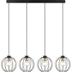 industriële hanglamp Barone Zwart 4-lichts