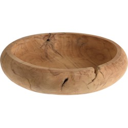 Tafel decoratie schaal teak hout rond 30 cm - Decoratieve Schaal (binnen)