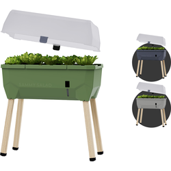 Gusta Garden - Sammy Salad - Slimme kruidenpot met 15 L watertank en Deksel - Kweekbak - Plantenbak - Donkergroen