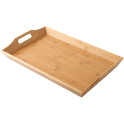 Decopatent® Dienblad rechthoek - Groot Dienblad met handvaten - Bamboe houten Dienblad - Afm 50 x 30 x 6 Cm.