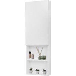 Hoge badkamermeubel met deur & open vakken Wit 110cm hoog Hangelement 4 planken ML-Design