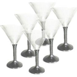 DID Martini/Cocktailglazen - 6x stuks - transparant/zwart - kunststof - 165 ml - Champagneglazen