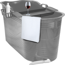 Zitbad Mira - Bath Bucket XL - Inclusief badrek - 400L - Ligbad 122 cm - Grijs