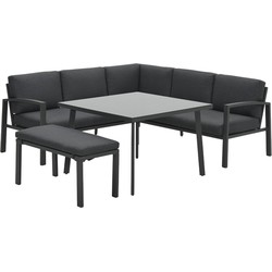 Garden Impressions Tropea lounge dining set 5-delig - donker grijs