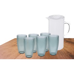 Excellent Houseware grote waterglazen 650 ML en karaf 2 Liter van kunststof - Drinkglazen